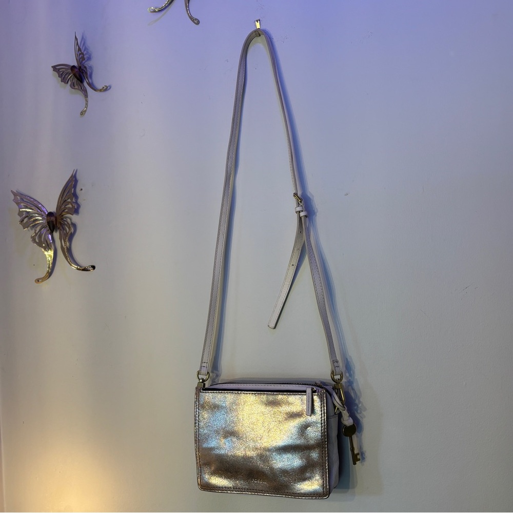 Fossil Metallic Gold and Cream Vintage Crossbody Bag